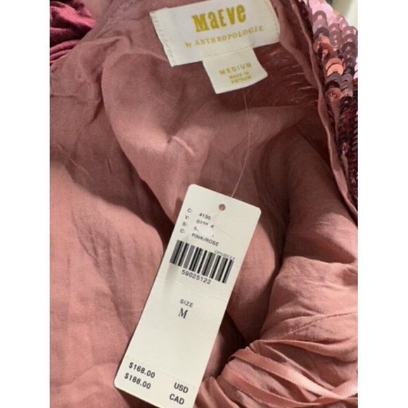 Anthropologie Maeve Kara Sequin Mini Dress Sz Medium NEW $168 Rose Pink - Picture 5 of 9